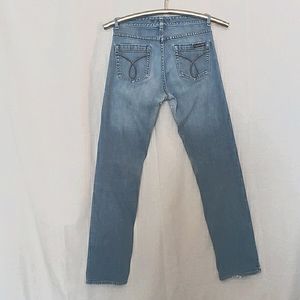 CK Calvin Klein Jeans Whiskers Distressed Denim Light Wash Blue Jeans Sz 4